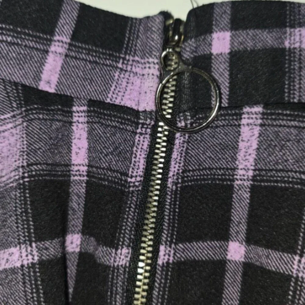 XS - Hot Topic Midnight Hour Pink and Black Plaid Pleated Mini Skirt Polyester - Picture 4 of 8